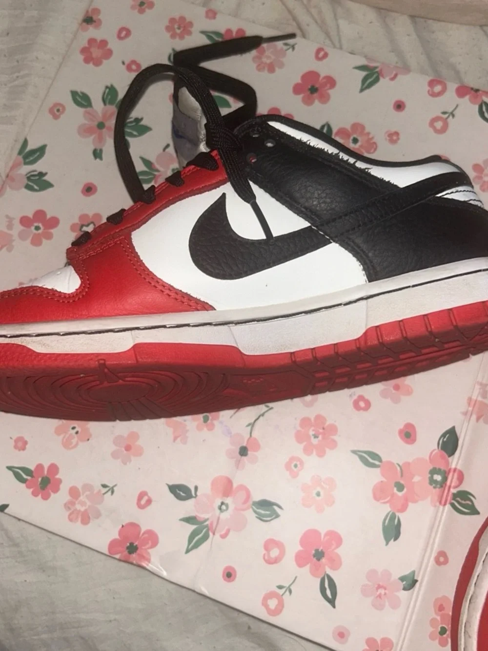 Nike Black and Red Athletic Sneaker Interior Label Visible